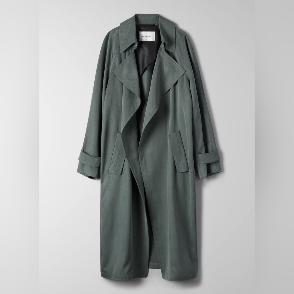 Aritzia Lawson Trench Coat Dionysus Sea Green Size S